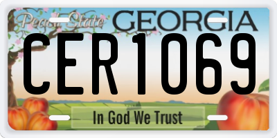 GA license plate CER1069