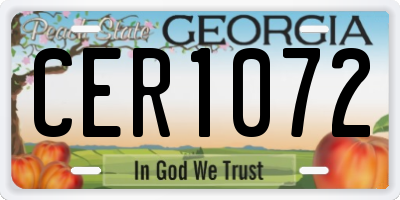 GA license plate CER1072
