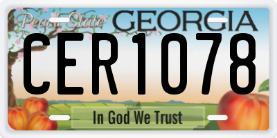 GA license plate CER1078