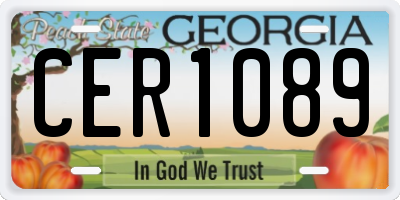 GA license plate CER1089