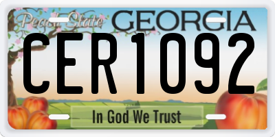 GA license plate CER1092