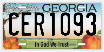 GA license plate CER1093
