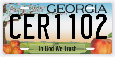 GA license plate CER1102