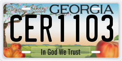 GA license plate CER1103