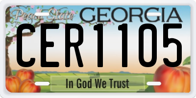 GA license plate CER1105