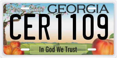 GA license plate CER1109