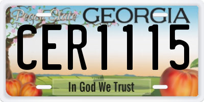 GA license plate CER1115