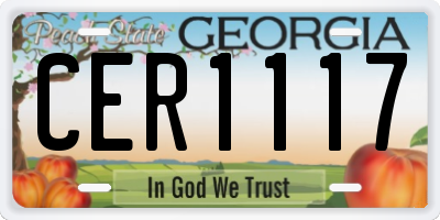 GA license plate CER1117