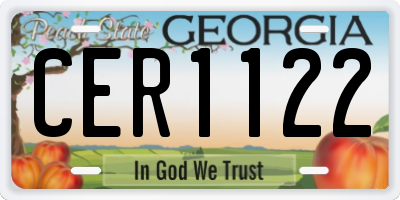 GA license plate CER1122