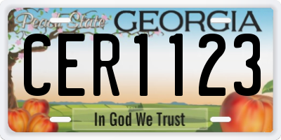 GA license plate CER1123
