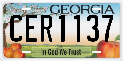 GA license plate CER1137