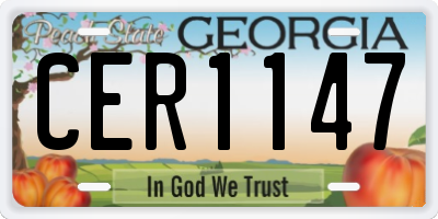GA license plate CER1147