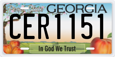 GA license plate CER1151