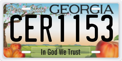 GA license plate CER1153