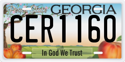 GA license plate CER1160