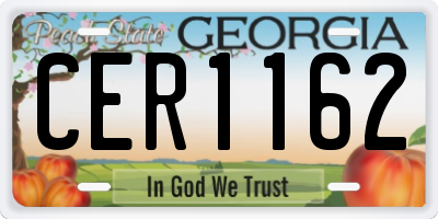 GA license plate CER1162