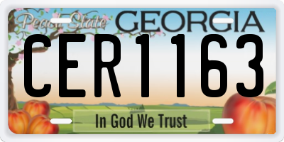 GA license plate CER1163
