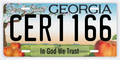 GA license plate CER1166