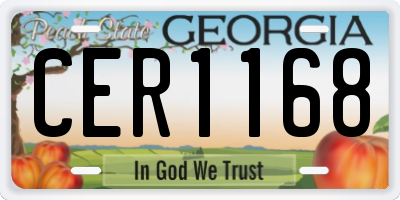 GA license plate CER1168
