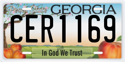 GA license plate CER1169
