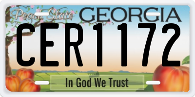 GA license plate CER1172