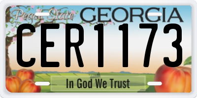 GA license plate CER1173