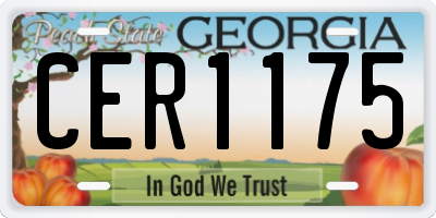 GA license plate CER1175