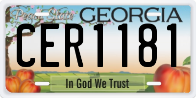 GA license plate CER1181