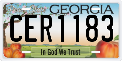 GA license plate CER1183