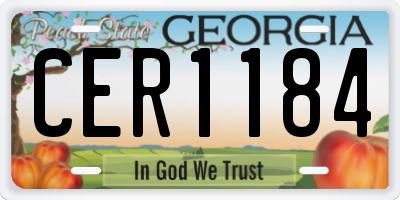 GA license plate CER1184