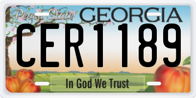 GA license plate CER1189