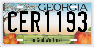 GA license plate CER1193