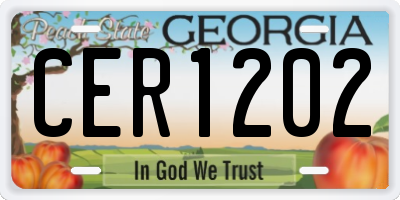 GA license plate CER1202