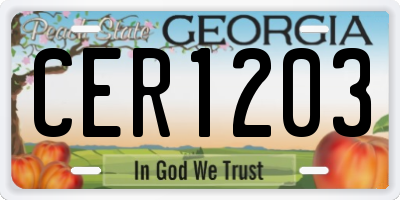 GA license plate CER1203