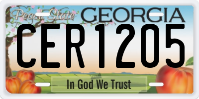 GA license plate CER1205
