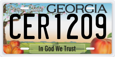 GA license plate CER1209