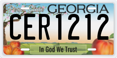 GA license plate CER1212
