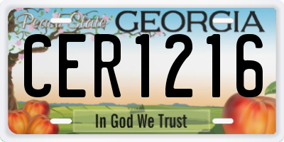 GA license plate CER1216