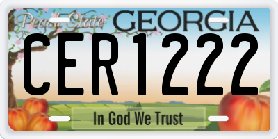 GA license plate CER1222