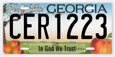 GA license plate CER1223