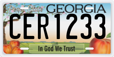 GA license plate CER1233