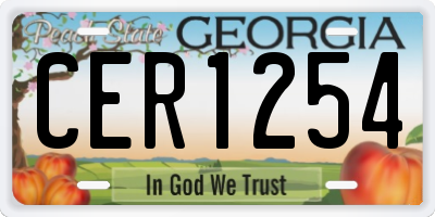 GA license plate CER1254