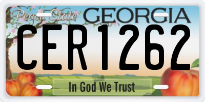 GA license plate CER1262