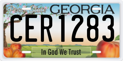 GA license plate CER1283