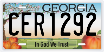 GA license plate CER1292