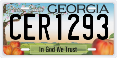 GA license plate CER1293