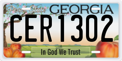 GA license plate CER1302