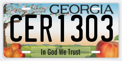 GA license plate CER1303