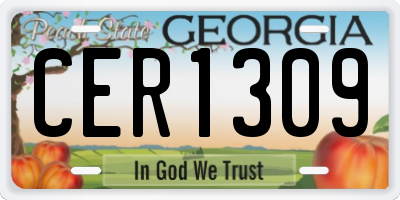 GA license plate CER1309