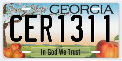 GA license plate CER1311